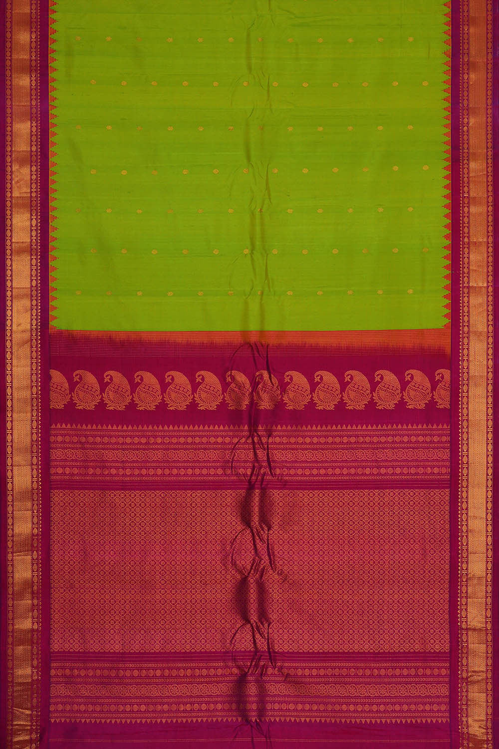 Image of Gadwal Silk Parrot Green Saree